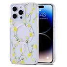 For iPhone 14 Plus Transparent Double Sided Magsafe Phone Case(Yellow Flower) - 1