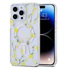 For iPhone 14 Pro Max Transparent Double Sided Magsafe Phone Case(Yellow Flower) - 1