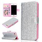 For iPhone 7 Glitter Powder Horizontal Flip Leather Case with Card Slots & Holder & Photo Frame & Wallet(Silver) - 1