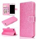 For iPhone 7 Plus Glitter Powder Horizontal Flip Leather Case with Card Slots & Holder & Photo Frame & Wallet(Pink) - 1