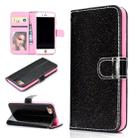For iPhone 8 Glitter Powder Horizontal Flip Leather Case with Card Slots & Holder & Photo Frame & Wallet(Black) - 1