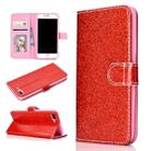 For iPhone 8 Plus Glitter Powder Horizontal Flip Leather Case with Card Slots & Holder & Photo Frame & Wallet(Red) - 1