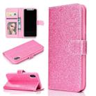 Fro iPhone X Glitter Powder Horizontal Flip Leather Case with Card Slots & Holder & Photo Frame & Wallet(Pink) - 1