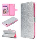 For iPhone XR Glitter Powder Horizontal Flip Leather Case with Card Slots & Holder & Photo Frame & Wallet(Silver) - 1