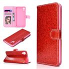 For iPhone XR Glitter Powder Horizontal Flip Leather Case with Card Slots & Holder & Photo Frame & Wallet(Red) - 1
