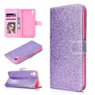 For iPhone XR Glitter Powder Horizontal Flip Leather Case with Card Slots & Holder & Photo Frame & Wallet(Purple) - 1