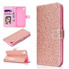For iPhone XR Glitter Powder Horizontal Flip Leather Case with Card Slots & Holder & Photo Frame & Wallet(Rose Gold) - 1