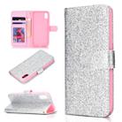 For iPhone XS Glitter Powder Horizontal Flip Leather Case with Card Slots & Holder & Photo Frame & Wallet(Silver) - 1