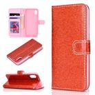 For iPhone XS Glitter Powder Horizontal Flip Leather Case with Card Slots & Holder & Photo Frame & Wallet(Red) - 1