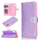 For iPhone XS Glitter Powder Horizontal Flip Leather Case with Card Slots & Holder & Photo Frame & Wallet(Purple) - 1
