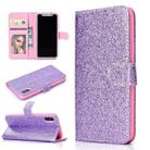 For iPhone XS Max Glitter Powder Horizontal Flip Leather Case with Card Slots & Holder & Photo Frame & Wallet(Purple) - 1