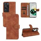 For Huawei P60 / P60 Pro Skin Feel Magnetic Flip Leather Phone Case(Brown) - 1