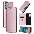 For Nokia G22 Carbon Fiber Texture Flip Leather Phone Case(Pink) - 1