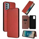 For Nokia G22 Carbon Fiber Texture Flip Leather Phone Case(Brown) - 1