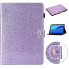For Huawei MediaPad M5 Lite 10.1 Glitter Powder Love Buckle Horizontal Flip Leather Case with Holder & Card Slots(Purple) - 1