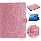 For Huawei MediaPad M5 Lite 10.1 Glitter Powder Love Buckle Horizontal Flip Leather Case with Holder & Card Slots(Pink) - 1