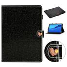 For Huawei MediaPad M5 Lite 10.1 Glitter Powder Love Buckle Horizontal Flip Leather Case with Holder & Card Slots(Black) - 1