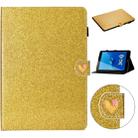 For Huawei MediaPad T3 7.0 Glitter Powder Love Buckle Horizontal Flip Leather Case with Holder & Card Slots(Gold) - 1