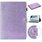 For Huawei MediaPad T3 10 Glitter Powder Love Buckle Horizontal Flip Leather Case with Holder & Card Slots(Purple) - 1