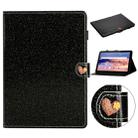 For Huawei MediaPad T5 10 inch Glitter Powder Love Buckle Horizontal Flip Leather Case with Holder & Card Slots(Black) - 1