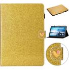 For Lenovo Tab M10 X605F X505 Glitter Powder Love Buckle Horizontal Flip Leather Case with Holder & Card Slots(Gold) - 1