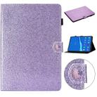 For Lenovo Tab M10 Plus X606F Glitter Powder Love Buckle Horizontal Flip Leather Case with Holder & Card Slots(Purple) - 1