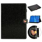 For Lenovo Tab M10 Plus X606F Glitter Powder Love Buckle Horizontal Flip Leather Case with Holder & Card Slots(Black) - 1