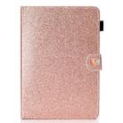 For 7 inch Universal Tablet PC Glitter Powder Love Buckle Horizontal Flip Leather Case with Holder & Card Slots(Rose Gold) - 1