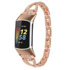 For Fitbit Charge 5 Diamond Metal Watch Band(Rose Gold) - 1