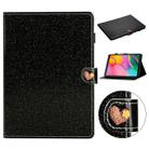 For Samsung Galaxy Tab A 10.1 T510  Love Buckle Glitter Horizontal Flip Leather Case with Holder & Card Slots(Black) - 1