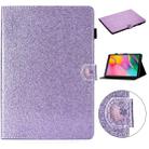 For Samsung Galaxy Tab A 10.1 T510  Love Buckle Glitter Horizontal Flip Leather Case with Holder & Card Slots(Purple) - 1