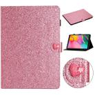 For Samsung Galaxy Tab A 10.1 T510  Love Buckle Glitter Horizontal Flip Leather Case with Holder & Card Slots(Pink) - 1