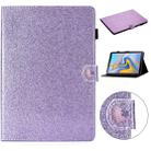 For Samsung Galaxy Tab A 10.5 T590 Love Buckle Glitter Horizontal Flip Leather Case with Holder & Card Slots(Purple) - 1