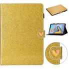 For Samsung Galaxy Tab A 10.5 T590 Love Buckle Glitter Horizontal Flip Leather Case with Holder & Card Slots(Gold) - 1