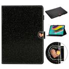 For Samsung Galaxy Tab S5e T720 Love Buckle Glitter Horizontal Flip Leather Case with Holder & Card Slots(Black) - 1