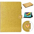 For Samsung Galaxy Tab S5e T720 Love Buckle Glitter Horizontal Flip Leather Case with Holder & Card Slots(Gold) - 1