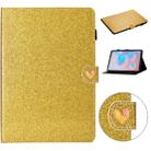 For Samsung Galaxy Tab S6 T860 Love Buckle Glitter Horizontal Flip Leather Case with Holder & Card Slots(Gold) - 1
