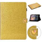 For Amazon Kindle 4/3/2/1 Love Buckle Glitter Horizontal Flip Leather Case with Holder & Card Slots(Gold) - 1