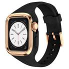 Stainless Steel Frame Silicone Watch Band For Apple Watch Series 9&8&7 41mm / SE 3&SE 2&6&SE&5&4 40mm / 3&2&1 38mm(Black) - 1