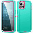 For iPhone 14 Plus Life Waterproof Rugged Phone Case(Blue + Pink) - 1