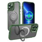 For iPhone 14 MagSafe Magnetic Metal Holder Phone Case(Green) - 1