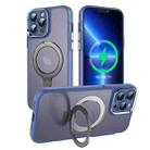 For iPhone 14 Plus MagSafe Magnetic Metal Holder Phone Case(Blue) - 1