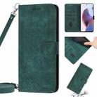 For Motorola Edge 30 Skin Feel Stripe Pattern Leather Phone Case with Lanyard(Green) - 1