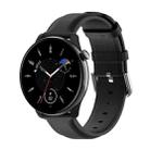 For Amazfit GTR Mini Round Tail Genuine Leather Watch Band(Black) - 1