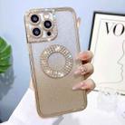 For iPhone 14 Pro Max Electroplated Diamond Gradient Glitter Phone Case(Gold) - 1