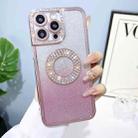 For iPhone 14 Plus Electroplated Diamond Gradient Glitter Phone Case(Rose Gold) - 1