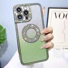 For iPhone 11 Pro Max Electroplated Diamond Gradient Glitter Phone Case(Dark Green) - 1