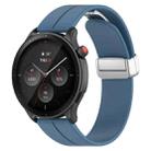 For Amazfit GTR 4 Magnetic Fold Clasp Silver Buckle Silicone Watch Band(Blue) - 1