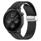 For Amazfit GTR 4 Magnetic Fold Clasp Silver Buckle Silicone Watch Band(Black) - 1