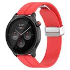 For Amazfit GTR 4 Magnetic Fold Clasp Silver Buckle Silicone Watch Band(Red) - 1